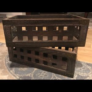 Two Wooden Crates w/ Brass Detailing